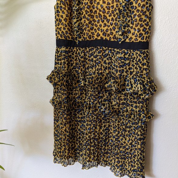 New Foxiedoe Sassa Leopard Printed Cutout Back Fringe Tiered Mini Dress - Picture 4 of 12